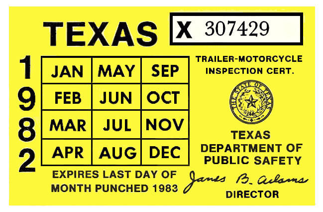 (image for) Texas 1982 Cycle Inspection Sticker